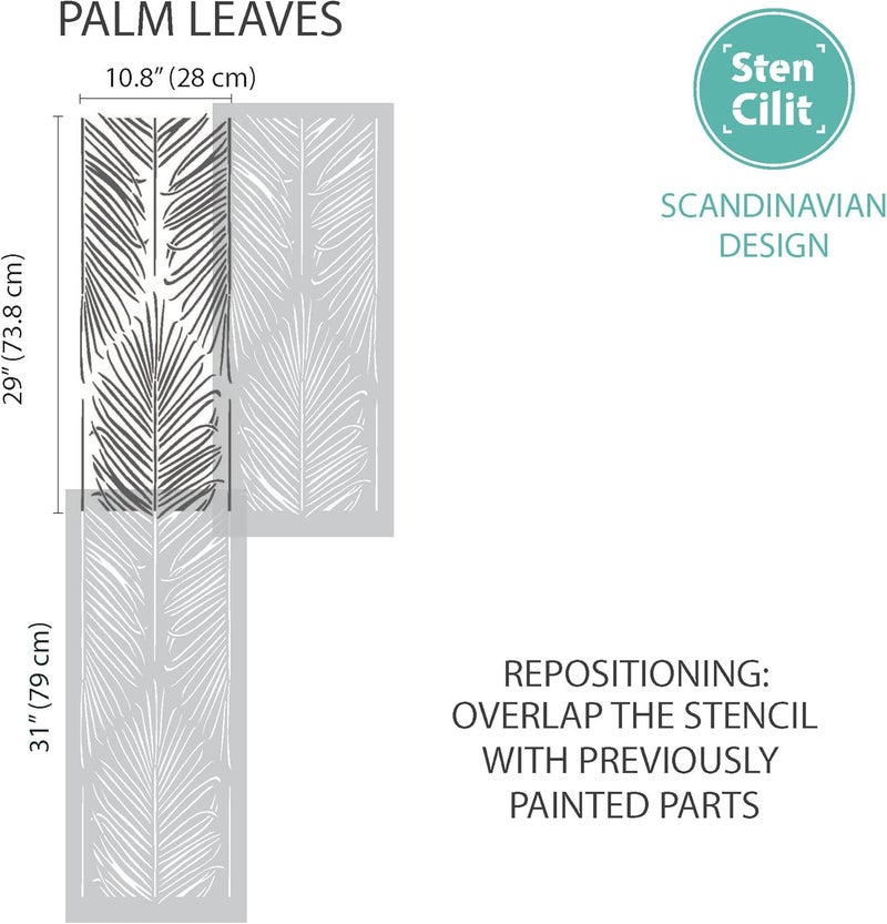 STENCILIT ® Palm Leaves Wall Stencils - 2 Pack 31x13 in Stencil, Modern Wall Stencil for Painting Large Pattern, Palm Frond, Huge Stencil Leaves - Image 4